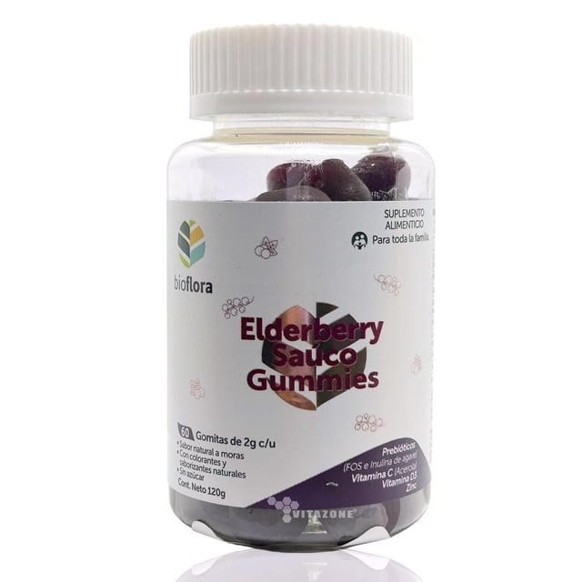 Prebióticos Elderberry Saúco 60 gomitas Bioflora Sin azúcar Bioflora BIOFLORAELDELBERRYGUMMIES