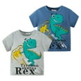 thumbnail image 4 of Boys Shirts Summer Toddler Short Sleeve Dinosaur Letter Prints T Shirt Boys Tshirts Dark Blue 18 Months-24 Months, 4 of 4
