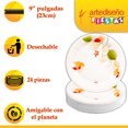 thumbnail image 3 of 24 Pz Plato Desechable De Cartón Decorativo Premium Hojas Azules 9 pulgadas, 3 of 5