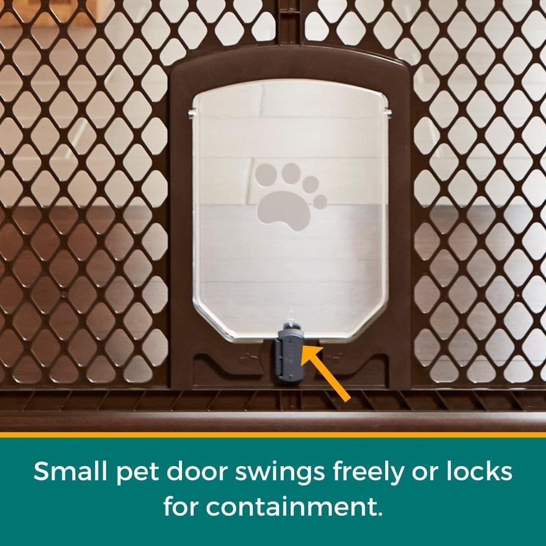 North States MyPet Extra-Wide Plastic Pet Gate with Small Doggy Door, Expands to 103.5" Wide