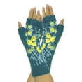 thumbnail image 6 of CANKER Women Autumn Knitted Lengthen Wrist Fingerless Gloves Sweet Small Yellow Floral Embroidery Crochet Thumbhole Texting Mittens Arm Warmers, 6 of 16