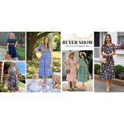 Fantaslook Summer Short Sleeve Midi Dresses for Women Casual Floral T Shirt Dresses Flowy Beach Sundress with Pockets