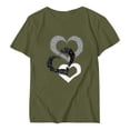 thumbnail image 4 of Lightning Fashion Deals of Today, Scyoekwg Womens Short Sleeve Tshirts Comfy Crew Neck Casual Heart Print Graphic Tee Trendy Basic Tops Tops for Women (Army Green,XL), 4 of 5