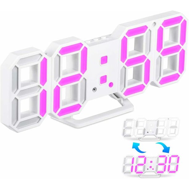 Despertador digital LED 3D, reloj digital 3D, reloj de pared electrónico, despertador digital LED 3D, despertador digital LED moderno, reloj de escritorio con hora, temperatura y fecha, carga USB, col