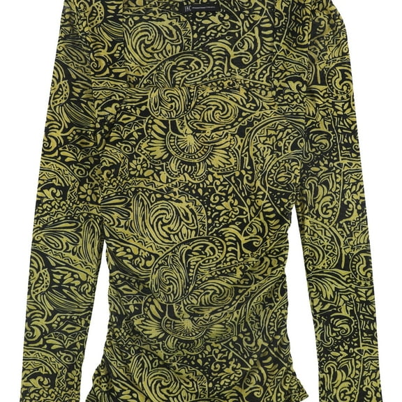 I.N.C Womens Ruched-Side Pullover Blouse, Yellow, Small