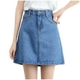 thumbnail image 2 of KIHOUT Skirt For Women Plus Size Fashion Women High Waist A-Line Casual Ladies Button Mini Fit Skirts, 2 of 4