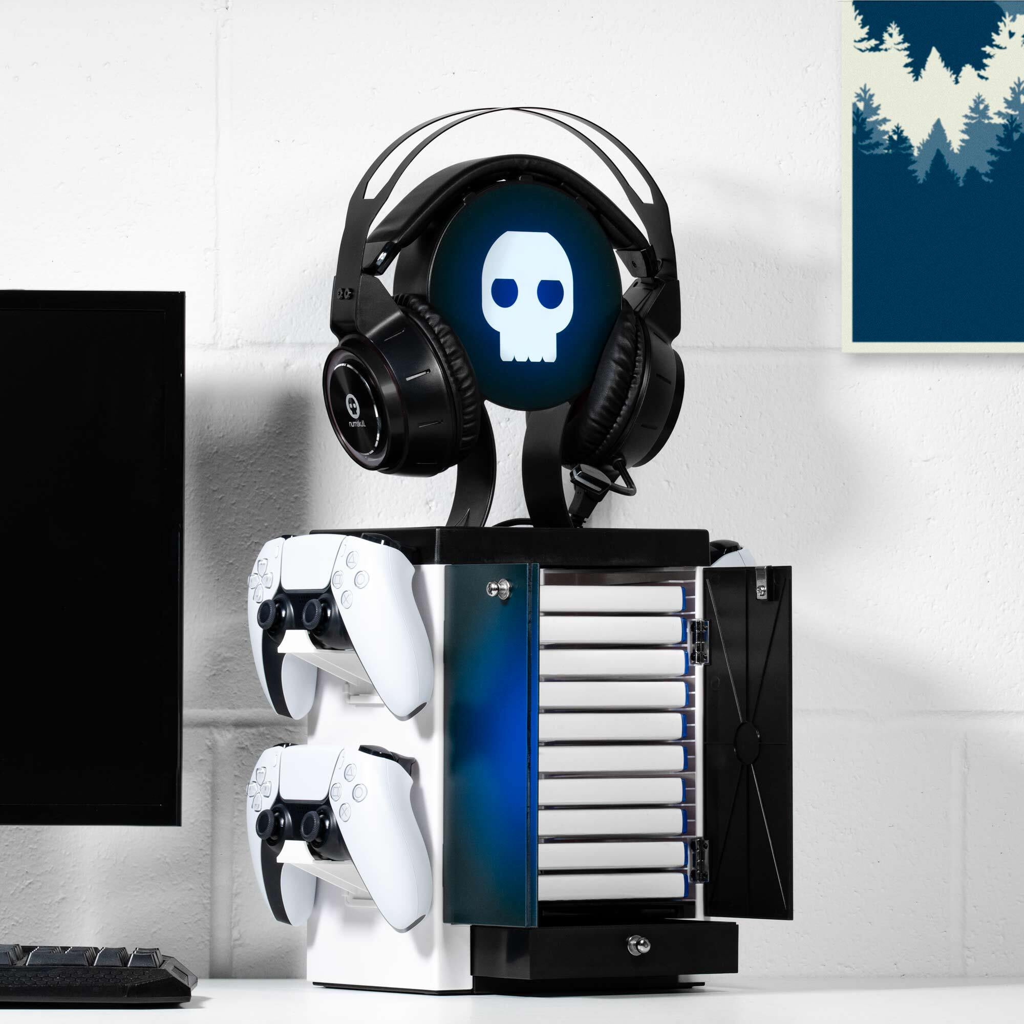 Numskull PS5 Inspired Gaming Locker, Controller Holder, Headset Stand for PS5, Xbox Series X|S, Nintendo Switch - Official Numskull Merchandise