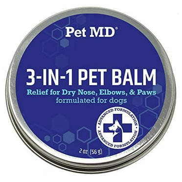 Pet MD Dog Paw Balm - 3-in-1 Paw, Nose/Snout, & Elbow Moisturizer & Protectors with Shea Butter, Coconut Oil, & Beeswax for Dogs, 2 oz Paw Wax