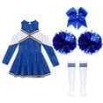 thumbnail image 5 of Disfraz de animadora, traje de colegiala para baile para niñas, vestido de uniforme de animadora con lentejuelas y calcetines con pompones, traje de actuación, 5 of 5