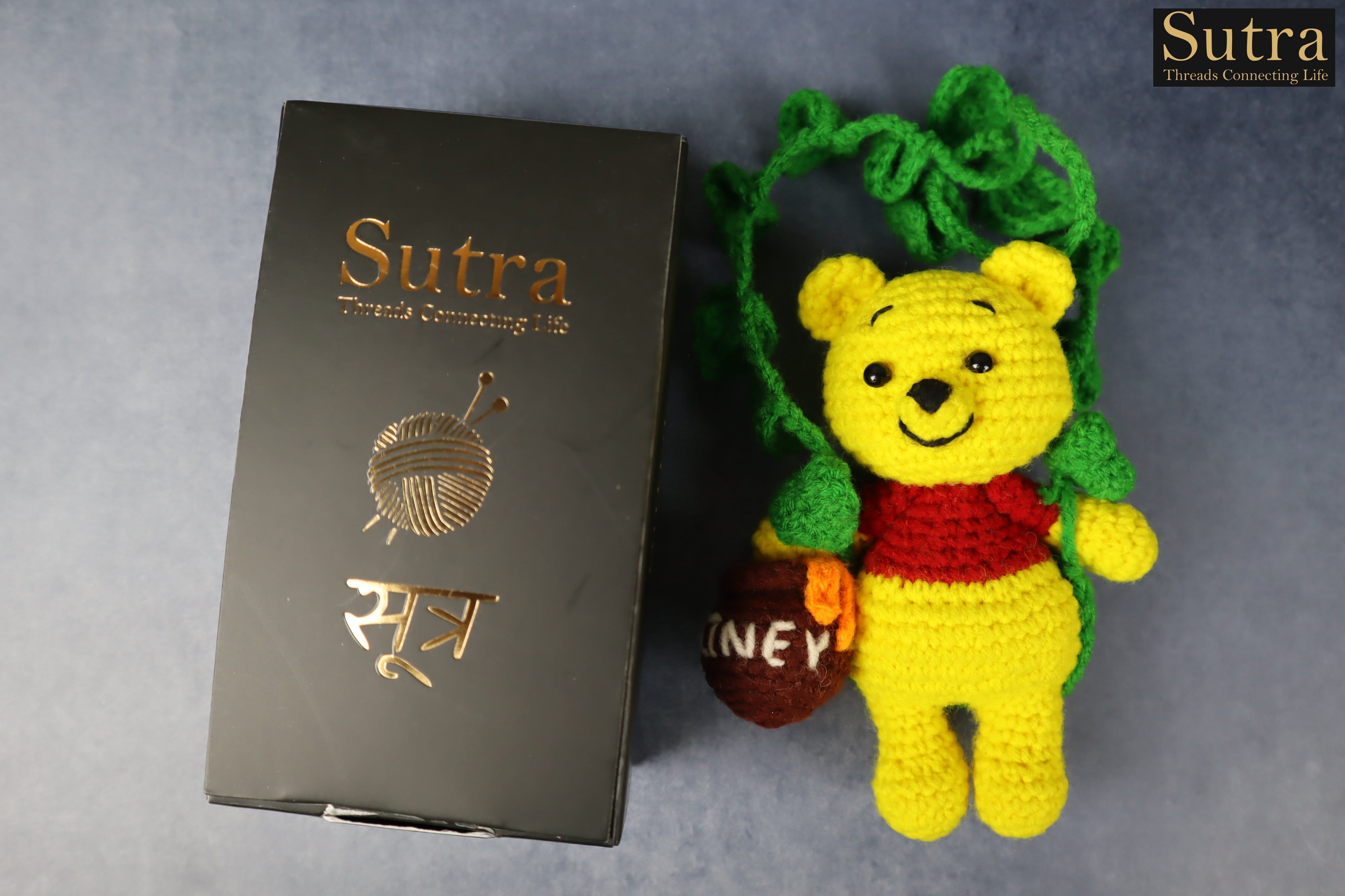 Winnie the Pooh Crochet Stuffed Toy, Designer Handmade Honey Bear Toy