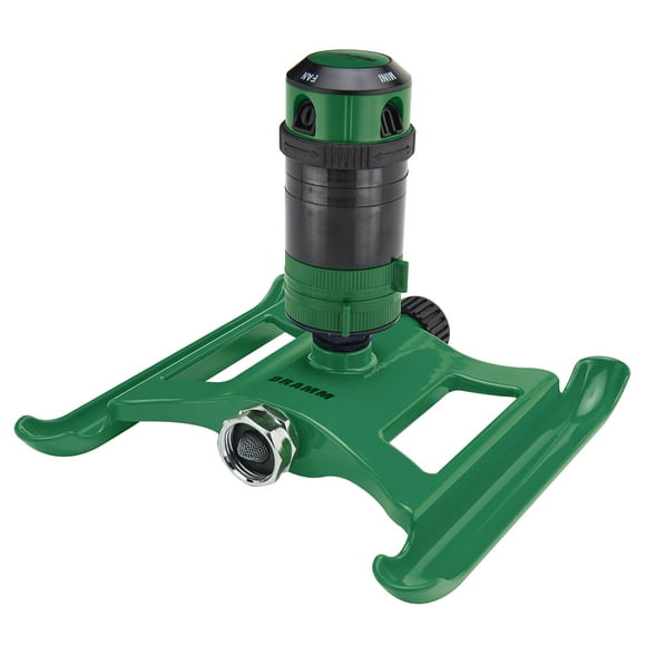 Dramm ColorStorm Gear Drive Sprinkler on Heavy Duty,Durable Metal Base, 4 Patterns, Ideal for Small, Medium & Large Areas with Pass Through Feature, Green, 40 Foot Diameter