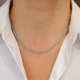 thumbnail image 2 of Men's 12.20 Ct Round Cut Moissanite Tennis Necklace With 14K White Gold Plated, 2 of 2