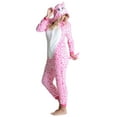 thumbnail image 2 of Women's Plush Animal Onesie Pajama, Pink Leopard, L/XL, 2 of 5
