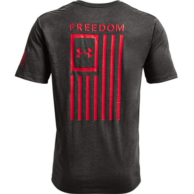 Under Armour Men's T-Shirt UA Freedom Flag Athletic Short Sleeve Tee  1370810, Charcoal / Red, XL 