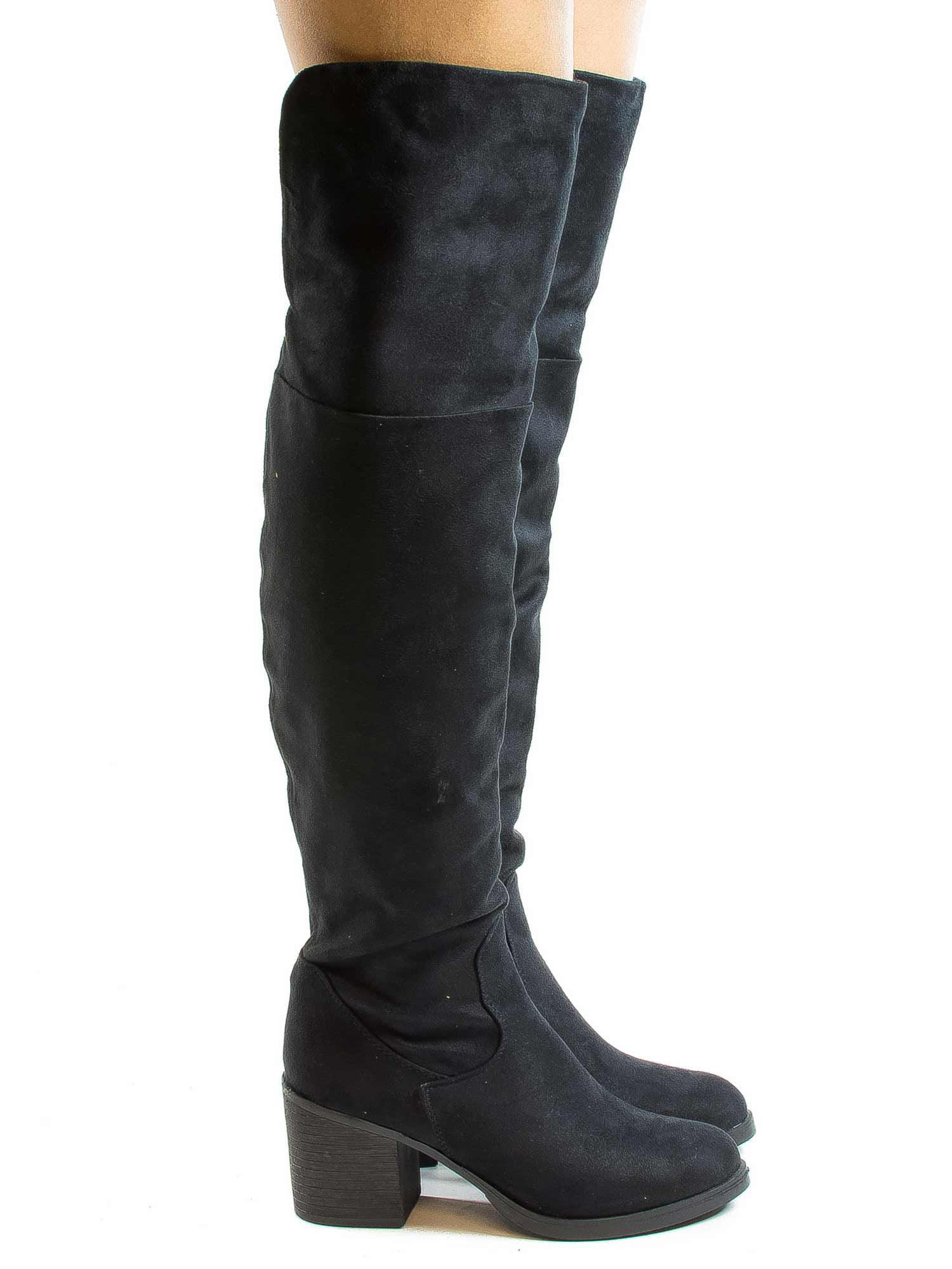 Bamboo - Victoria01 by Bamboo, Foldable Over Knee Dress Boots w Faux ...