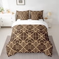 thumbnail image 2 of Homewish Fashion Buffalo Plaid Bedding Comforter Set 7pcs, Brown Gold Abstract Queen Bedding Sets, Teens Adult Men Women Reversible Queen Sheet Sets, Breathable Home Decor, 2 of 7