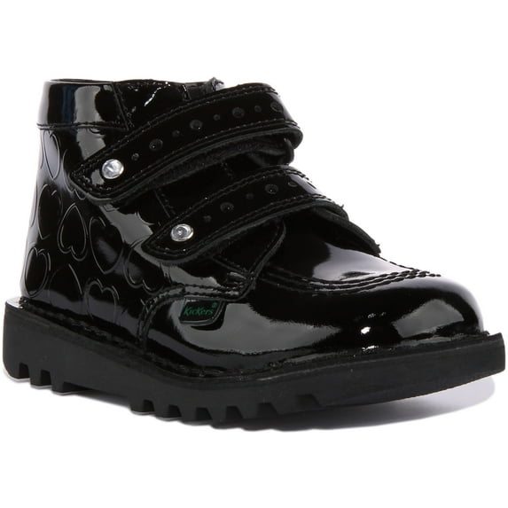 Kickers Kick Hi Heart Infant's Leather Hook And Loop Ankle Boot In Black Size 13