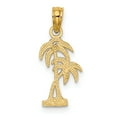 thumbnail image 4 of 14K Yellow Gold Solid Textured Finish Double Palm Tree Design Charm Pendant, 4 of 4
