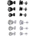 thumbnail image 1 of Ensemble de 6 Paires de Boucles d'Oreilles Clous pour Hommes et Femmes en Acier Inoxydable Noir et Transparent Rond Cubique, 1 of 5
