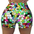 thumbnail image 2 of Goofa Colorful Tie Dye Stained Glass Printed Workout Shorts Women Seamless Scrunch Butt Lifting High Waisted Gym Booty Shorts Elastic Workout Shorts-XX-Large, 2 of 8