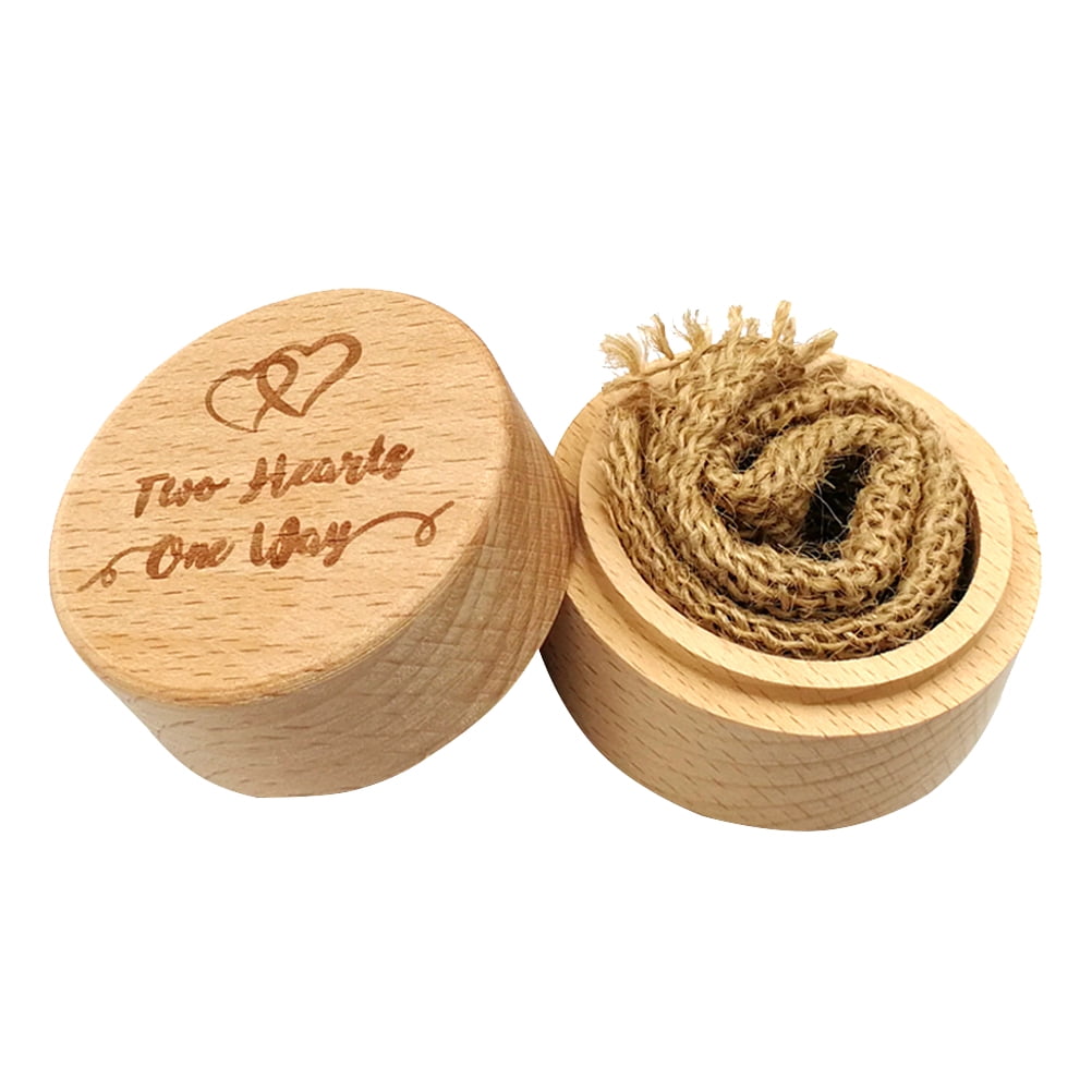 Rosarivae Vintage Wooden Round Ring Box Wedding Engagement Rustic Ring