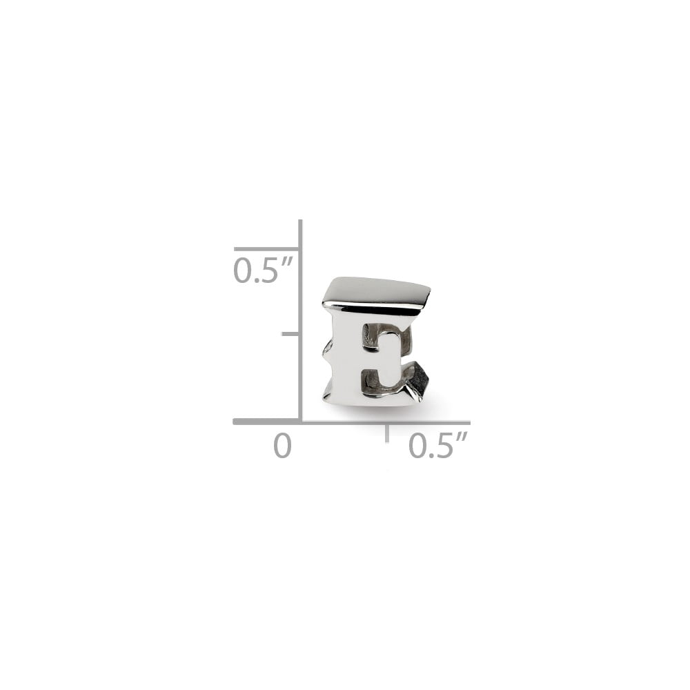 925 Sterling Silver Reflections Letter E Bead; for Adults and Teens; for Women and Men