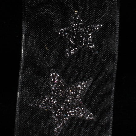 The Ribbon People Black and Silver Star Wired Craft Ribbon 1.5" x 27 Yards