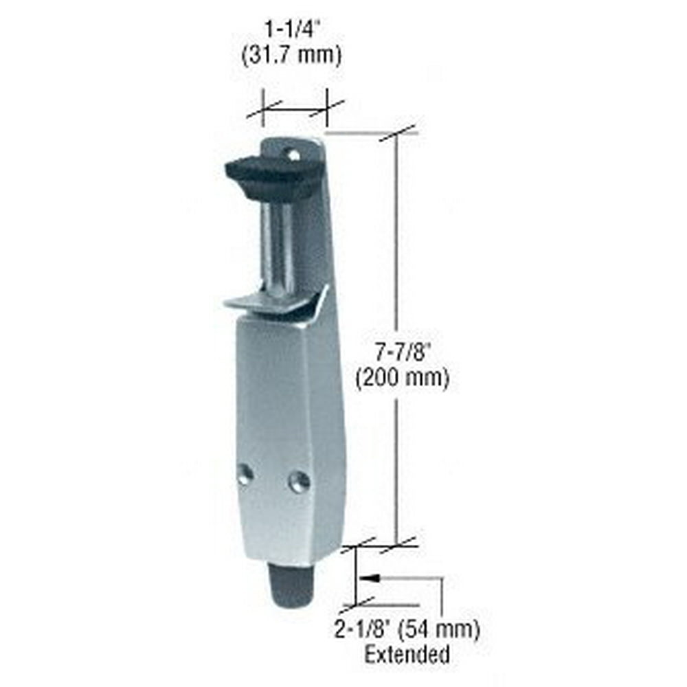 Door Mounted Aluminum Finish Step-On Door Holder, Spring Loaded Plunger
