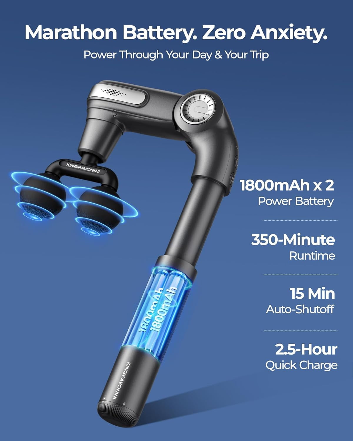 Foldable Massage Gun with Dual-Ball Head, Adjustable Handle for Deep Tissue Pain Relief