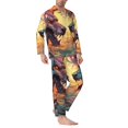thumbnail image 2 of Fotbe Colorful Wave Dragon Head Pijama de Hombre con Estampado de Manga Larga, Conjunto de 2 Piezas, Ropa de Dormir Suave y Cómoda con Bolsillos-Small, 2 of 7