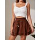 thumbnail image 3 of Pantalones de falda con volantes de doble capa for mujer, con cintura elástica y cordón, pantalones de falda informales antiexposición deportivos, 3 of 7