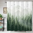 thumbnail image 4 of Green Misty Forest Shower Curtain Ombre Nature Tree Plants Shower Curtains Fabric Waterproof Mountain Shower Curtain Sets for Bathroom Bath Decor with 12 Hooks (Green, 72'''' × 84''''), 4 of 6
