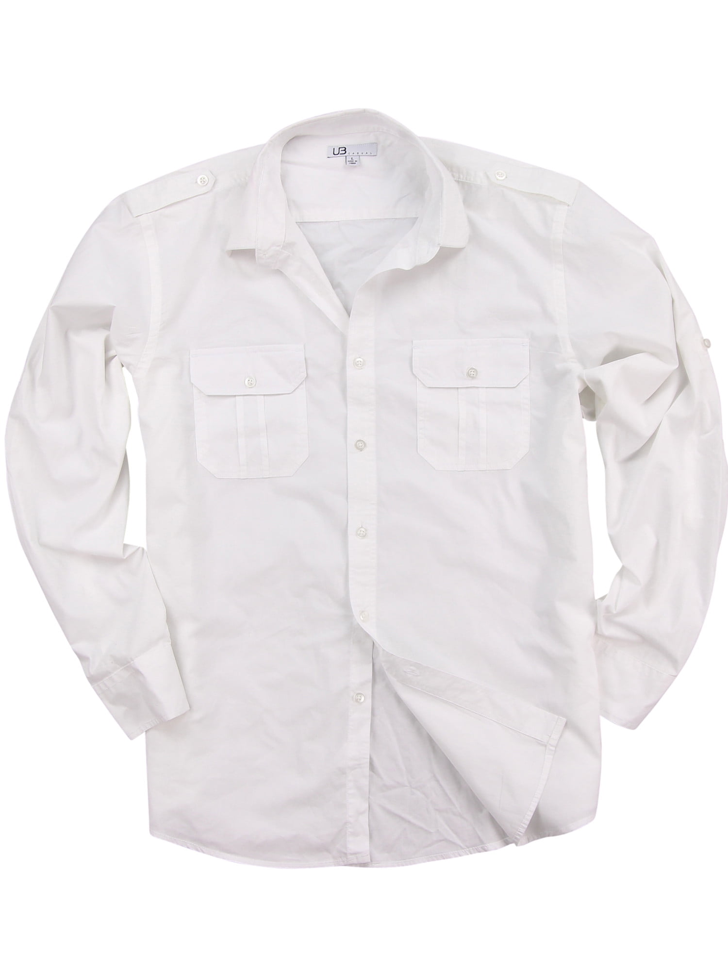 Cotton Military Style Long Sleeve Shirt 