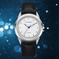 thumbnail image 3 of Reloj de negocios para hombre y mujer, reloj de pulsera de cuarzo con puntero azul y esfera redonda (plata + hombre blanco), 3 of 3