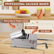 Hakka 7 Lb/3 L Horizontal Sausage Stuffer, Stainless Steel 2-Speed Manual Meat Filler with 4 Stuffing Nozzle
