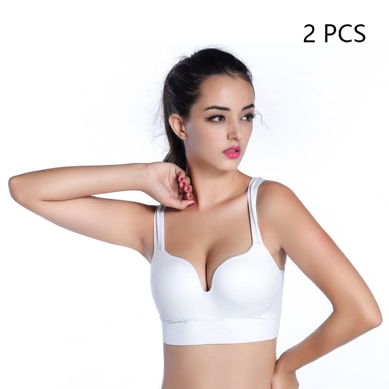 Women Girl's Sports Bras Racerback Bra Seamless Wireless Underwear Bra Full  Coverage Outdoor White M 