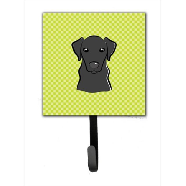 Checkerboard Lime Green Black Labrador Leash Or Key Holder, 4.25 W x 7 H In.