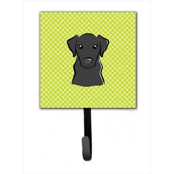 Checkerboard Lime Green Black Labrador Leash Or Key Holder, 4.25 W x 7 H In.