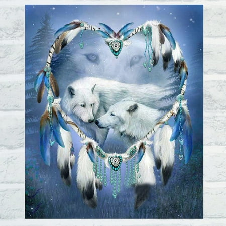 - Girl12Queen White Wolf 5D Diamond Embroidery Cross Stitch Painting Kit DIY Home Wall Decor
