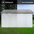 thumbnail image 4 of 10x12 Ft Metal Outdoor Storage Shed with Window & Vents, Waterproof Garden Tool Shed with Hinged Door Lock, Built-In Hooks for Backyard Lawn Equipment Organization, Grey+White, 4 of 6