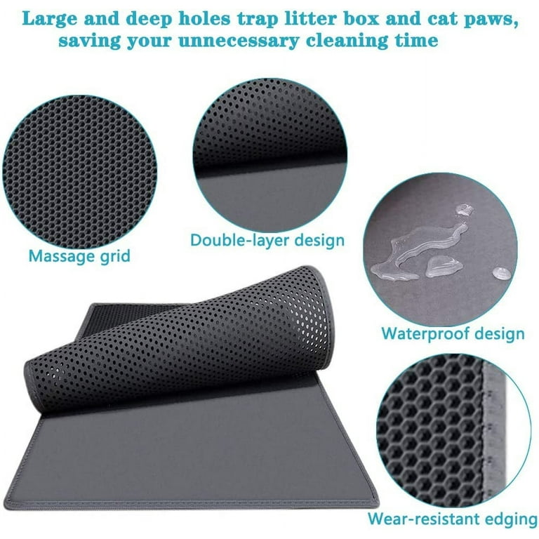  kaxionage Cat Litter Mat, 30 X 24 Inch Kitty Litter Mat ,Cat  Mat with Honeycomb Foldable Double Layer Litter Mat Design, Water & Urine  Proof for Litter Boxes : Pet Supplies