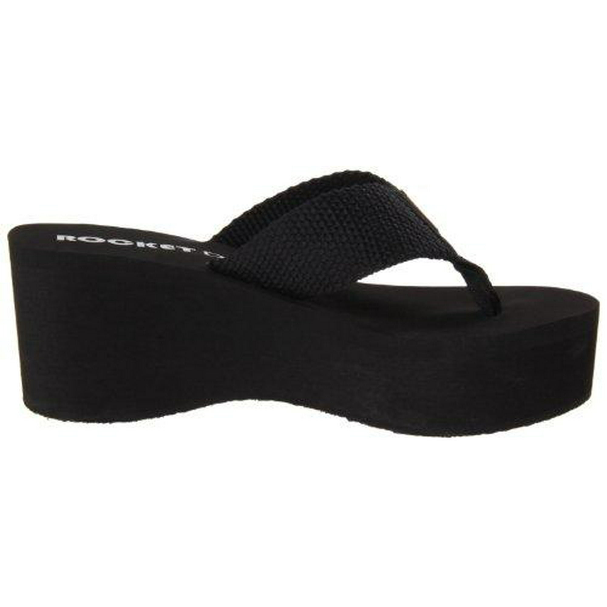 Rocket Dog Women's Crush Platform Thong Wedge Sandal, Black