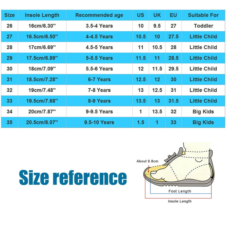 Size Chart Junior Slippers Size Kids Size Guide 2y Shoe Size Age