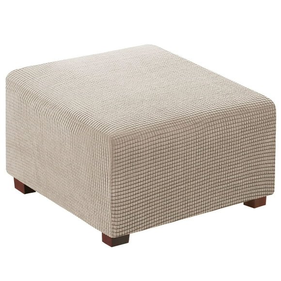 Flamingo P Housse Extensible pour Ottoman Carré Housses de Protection pour Meubles Tabouret de Rangement Pliant Protecteur de Meubles Housse Douce avec Fond Élastique - Sable