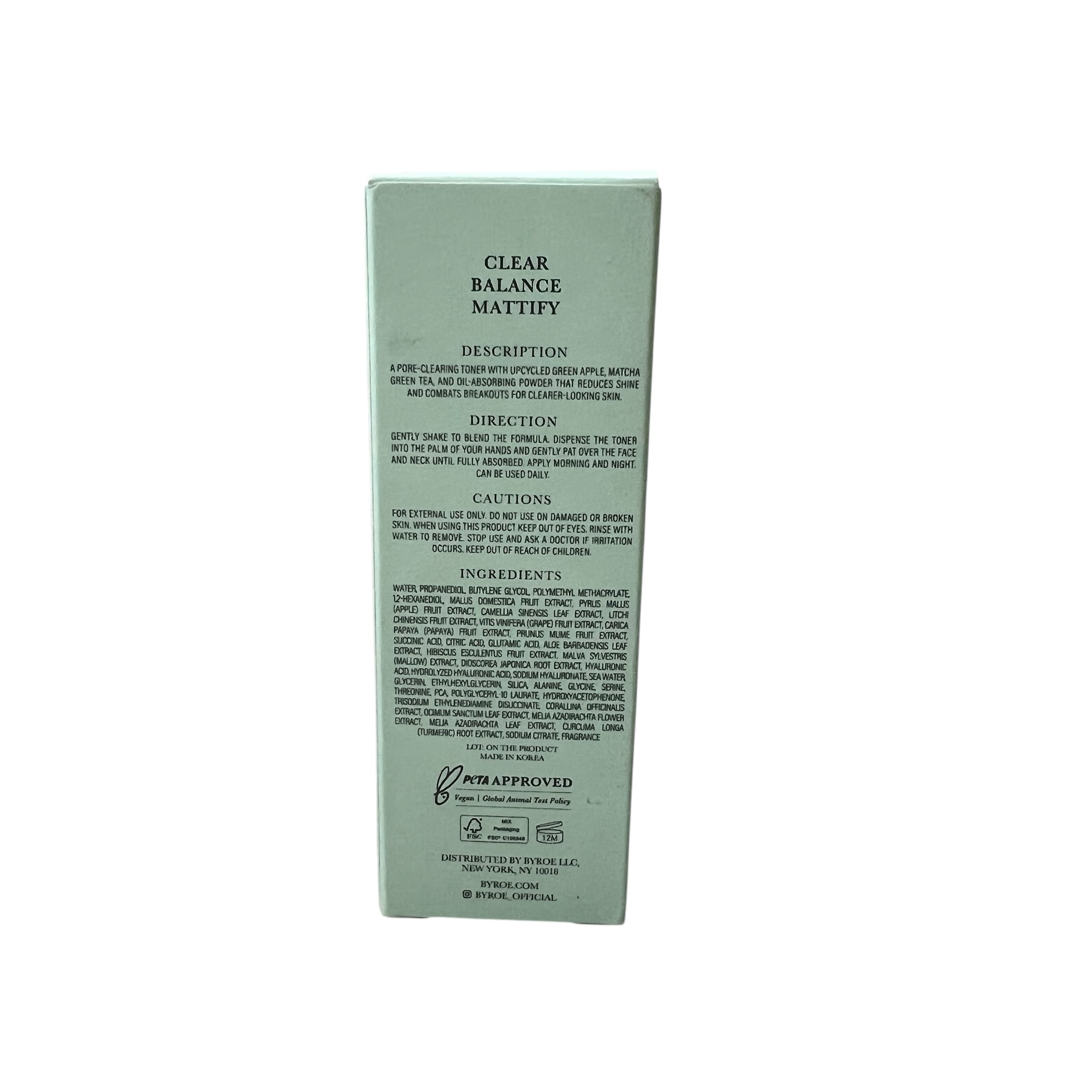 Byroe Tea Time Apple Matcha Tea Clearing Toner 3.88 fl oz 115ml