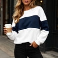 thumbnail image 6 of Sweatshirts for Women Color Blocked Fashionable Loose Round Neck Pullover Top Casual Long Sleeved Lounge Travel Work Hiking Outfit Fall Clothes, 6 of 10