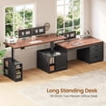 thumbnail image 4 of SEDETA 70.9" L Shaped Standing Desk with Storage, Convertible Height Adjustable Electric Sit Stand Desk with File Drawers, Cabinet, Monitor Shelf & Charging Port, Black+Brown, 4 of 9
