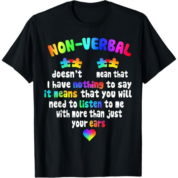 I Have NON-VERBAL Puzzle Piece Neon Pastel Autism Awareness T-Shirt