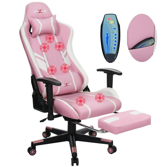 Douxlife Professional Full Body Massage Gaming Chair with Footrest, 175° Reclining, Ergonomic Racing High Back Home Office Computer Chair, Video Game Chair for Adults Kids