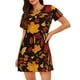 thumbnail image 1 of Easygdp Autumn Maple Leaves A Camisón de manga corta para mujer, informal, estampado, 1 of 6